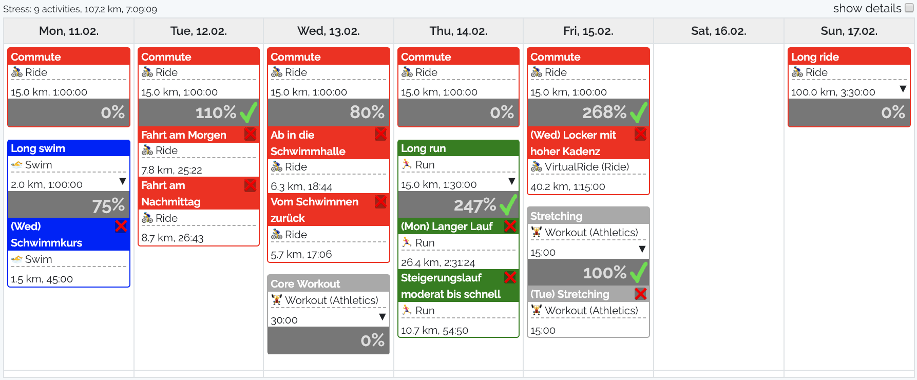 training week checker